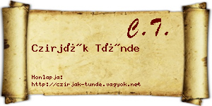 Czirják Tünde névjegykártya