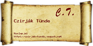 Czirják Tünde névjegykártya